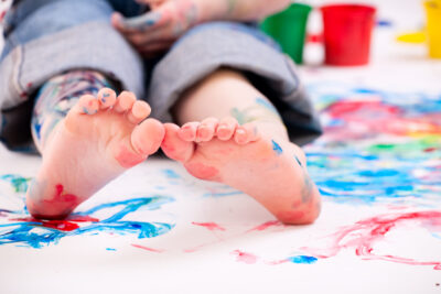 Boy painting, photo